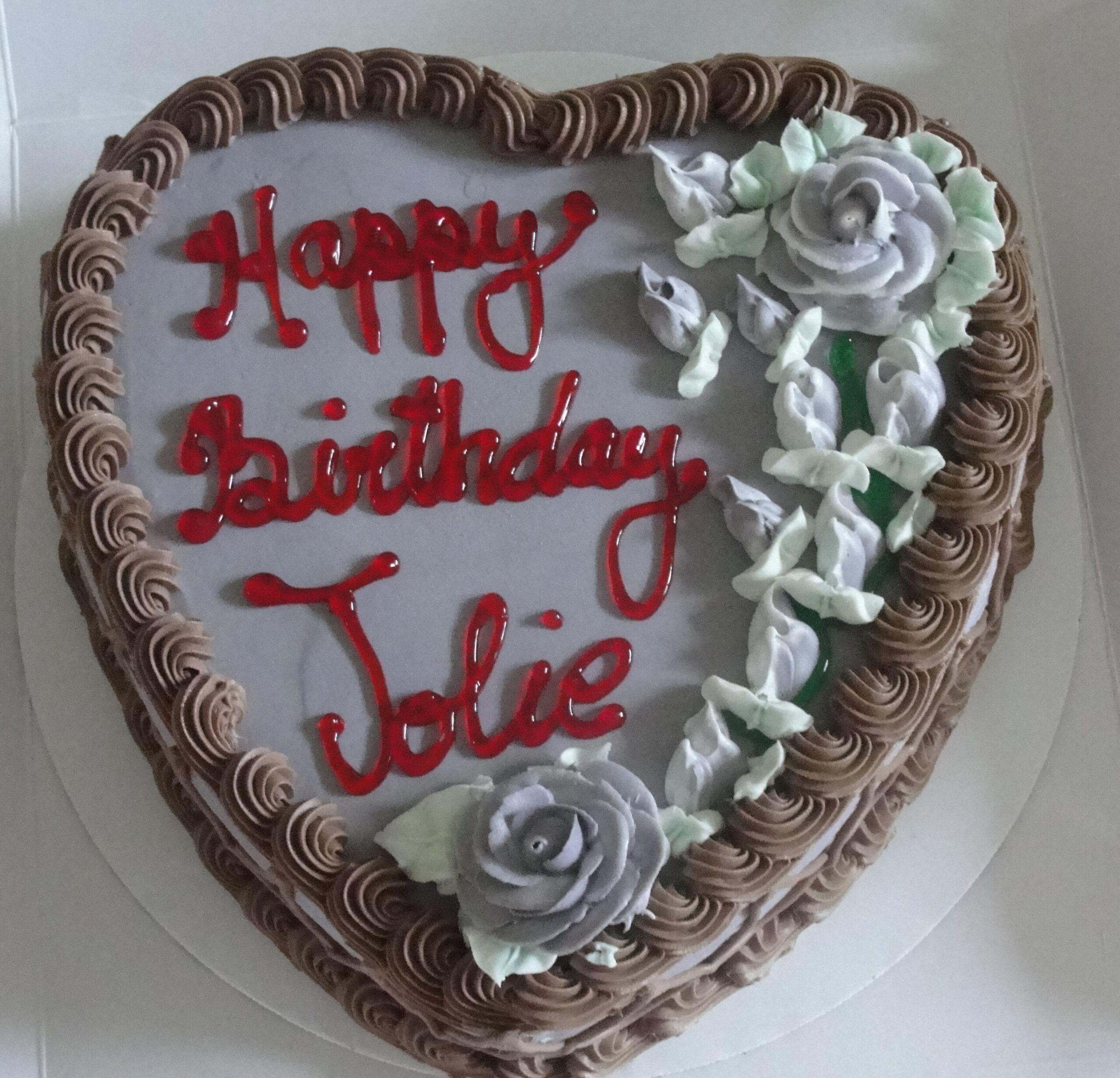 Custom heart shaped birthday ice cream cake
